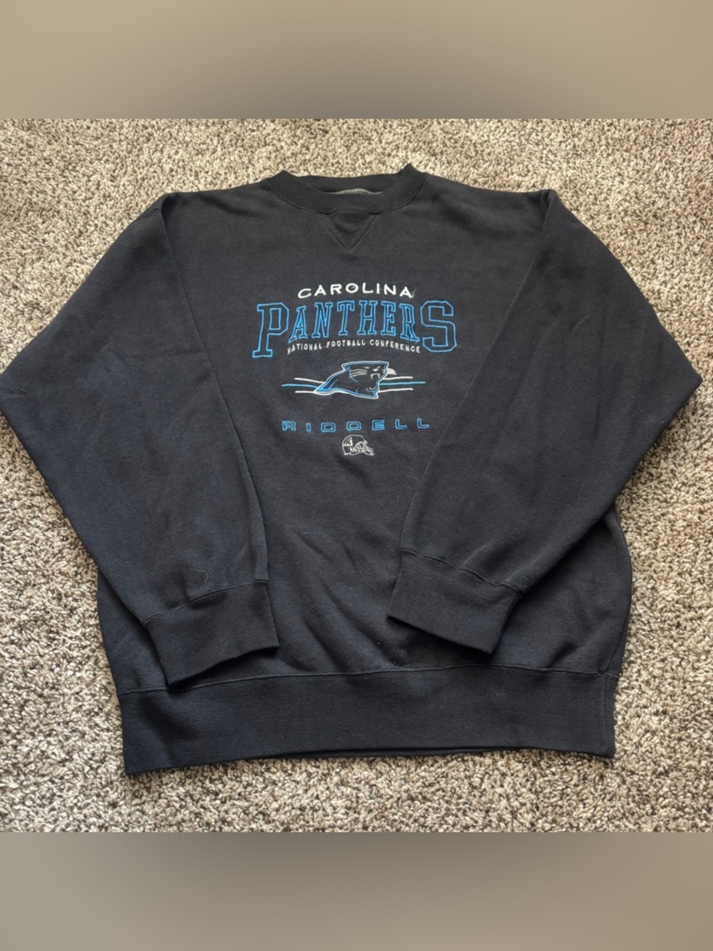Carolina Panthers Black Crewneck Sweatshirt by Riddell